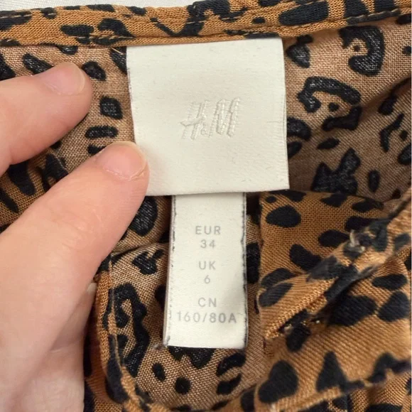 H&M Leopard Print Button Front Cami Dress Size 2 - Picture 3 of 5